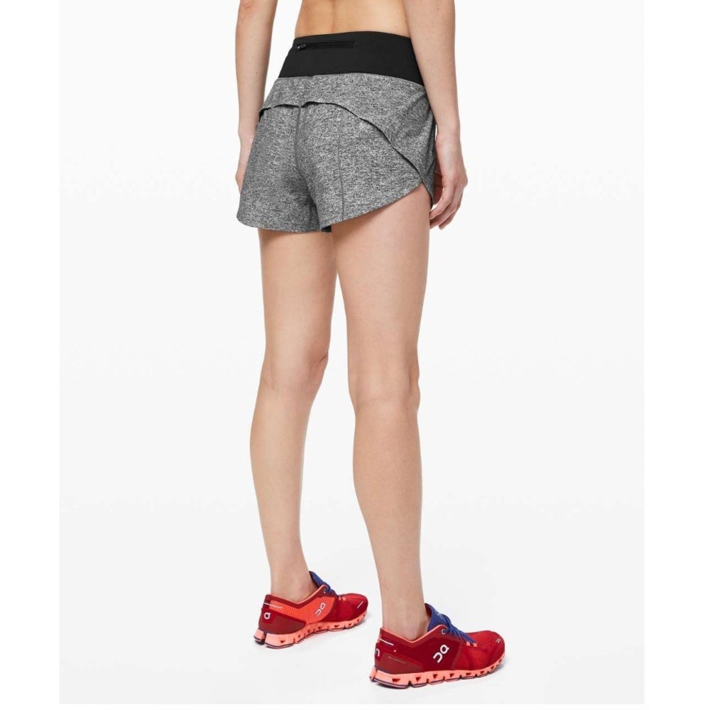 Lululemon Speed Up 4" Heathered Running Shorts Size 12 Tall Black Gray